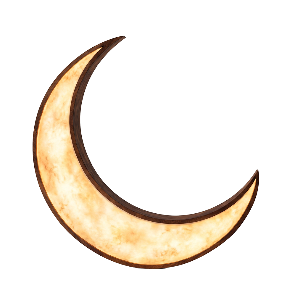 Crescent moon light sculpture